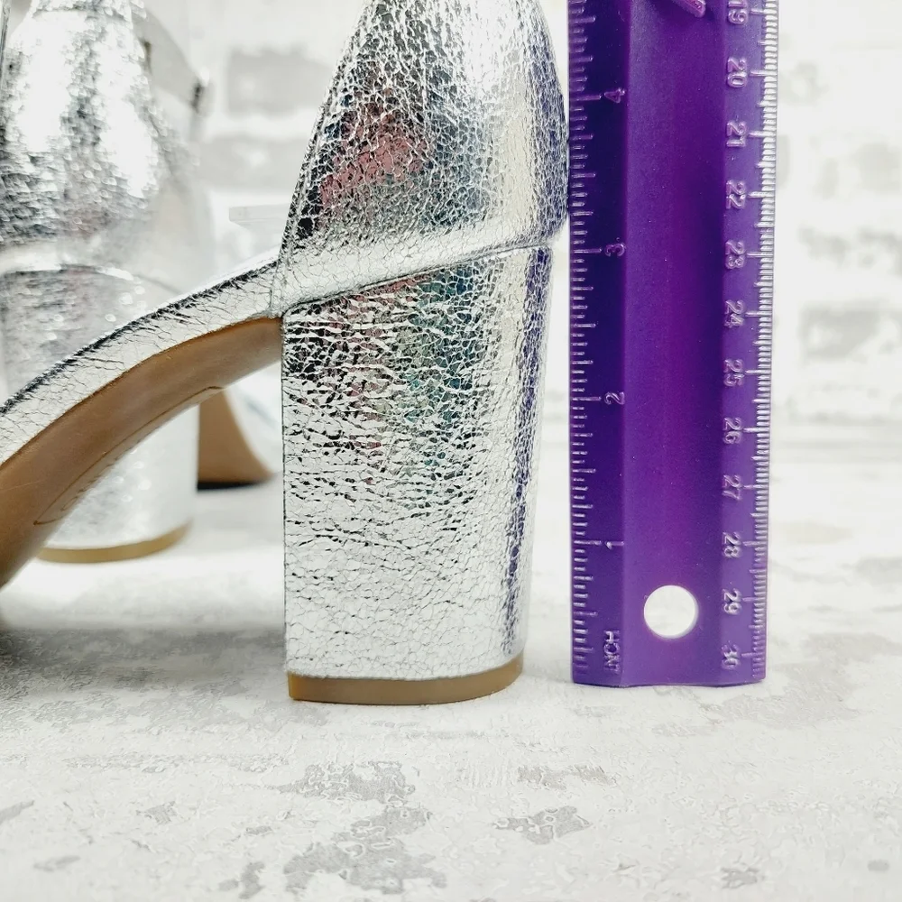 New Bandolino Armory 3 Silver Open Toe Ankle Strap Heeled Sandals D45 - Picture 9 of 12